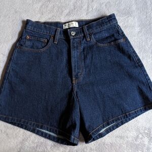 Abercrombie & Fitch High Waist Denim Shorts - Dark Blue